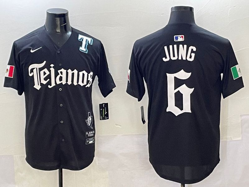 Men Texas Rangers #6 Jung Black Five generations Joint Name 2025 Nike MLB Jersey style 5->texas rangers->MLB Jersey